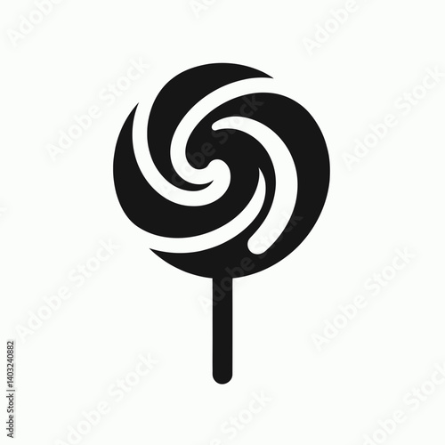 very simple flat and single minimalist Lollipop Twist Silhouettes in black on a white background