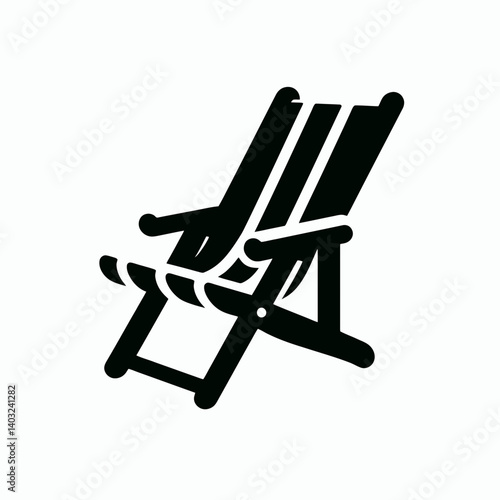 very simple flat and single minimalist Lawn Chair Armrest Silhouettes in black on a white background 