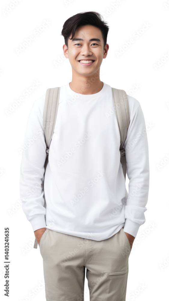 Fototapeta premium PNG Southeast Asian student sweater sleeve smile.