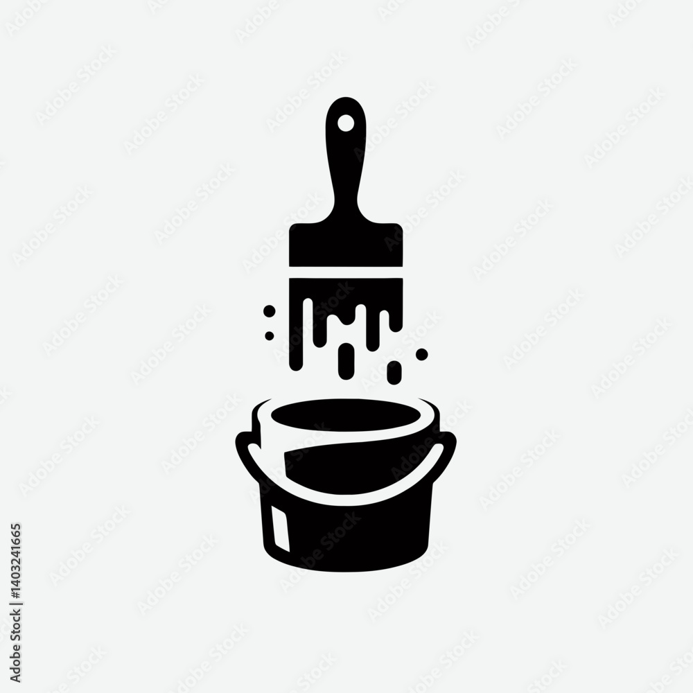 very simple flat and single minimalist Paint Bucket Silhouettes in black on a white background very simple flat and single minimalist Paint Bucket Silhouettes in black on a white background