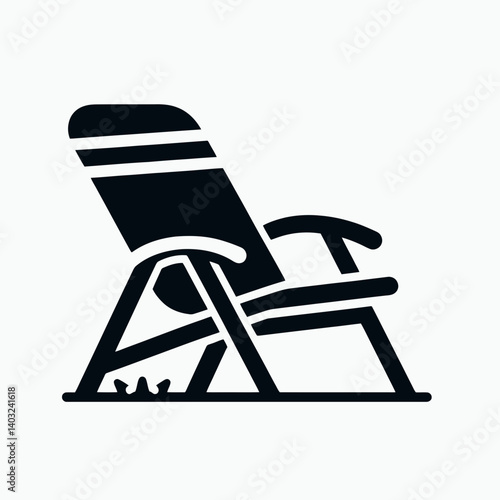very simple flat and single minimalist Lawn Chair Armrest Silhouettes in black on a white background 