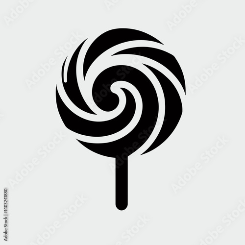 very simple flat and single minimalist Lollipop Twist Silhouettes in black on a white background 