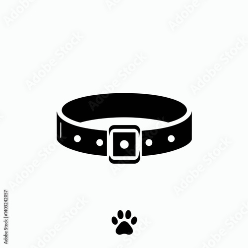 very simple flat and single minimalist Pet Collar Silhouettes in black on a white background