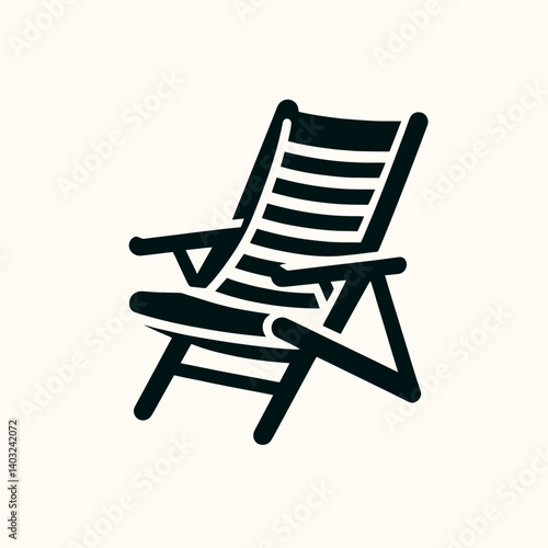 very simple flat and single minimalist Lawn Chair Armrest Silhouettes in black on a white background 