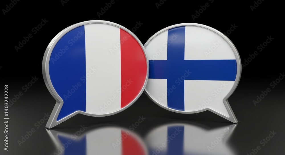 Fototapeta premium France and Finland partnership conceptualized with overlapping speech bubbles