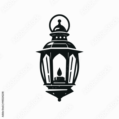 very simple flat and single minimalist Lantern Glass Silhouettes in black on a white background 