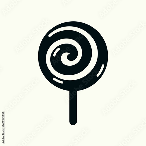 very simple flat and single minimalist Lollipop Twist Silhouettes in black on a white background 