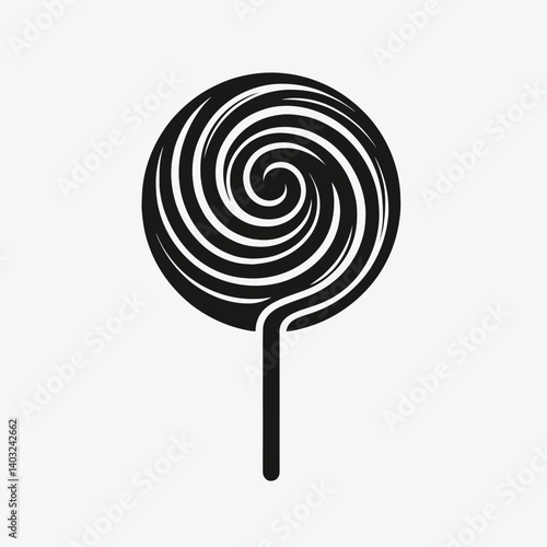 very simple flat and single minimalist Lollipop Twist Silhouettes in black on a white background 