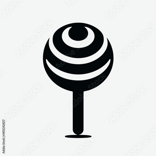 very simple flat and single minimalist Lollipop Top Silhouettes in black on a white background 
