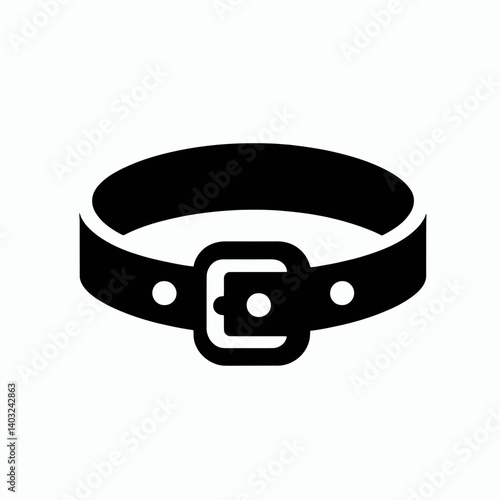 very simple flat and single minimalist Pet Collar Silhouettes in black on a white background 