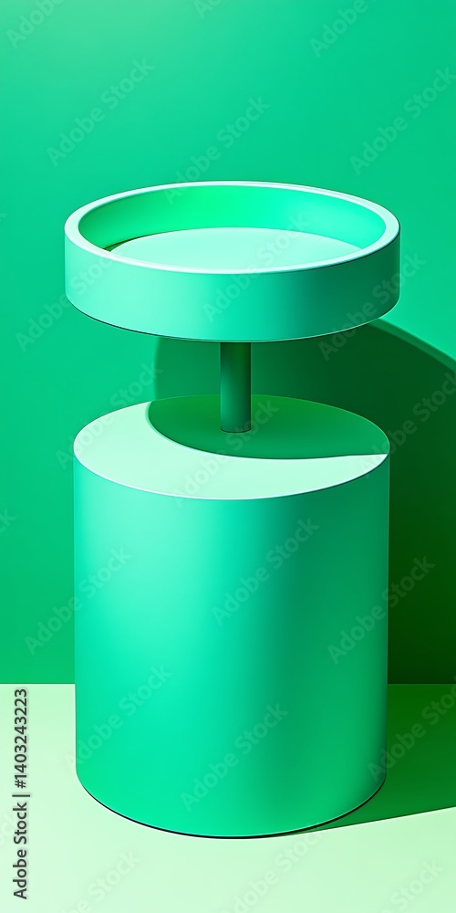 Obraz premium Stylish mint green side table with minimalist design casting sleek shadow