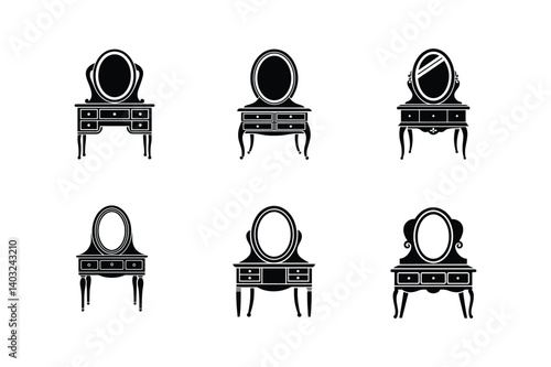 vanity table icon silhouette vector illustration