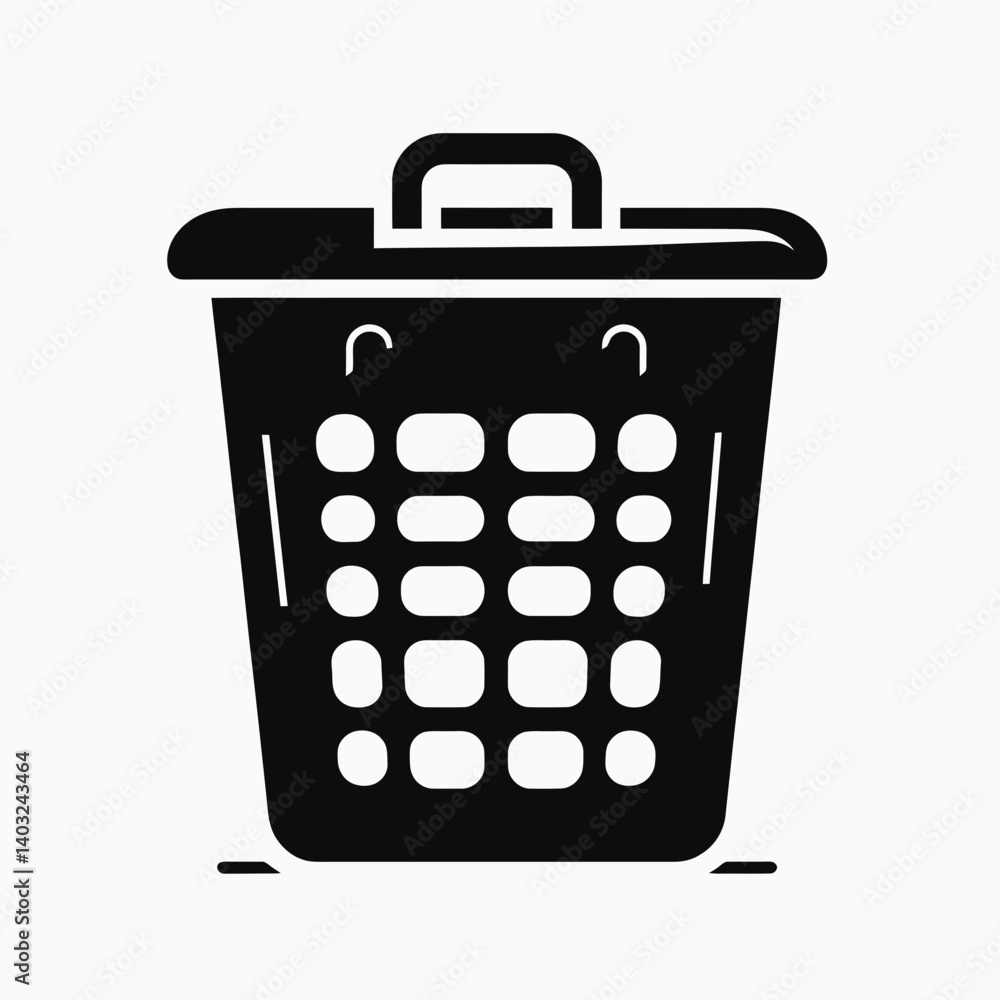 very simple flat and single minimalist Laundry Hamper Silhouettes in black on a white background very simple flat and single minimalist Laundry Hamper Silhouettes in black on a white background
