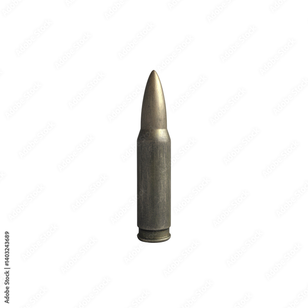 Close-up of a Single Bullet on Transparent Background Close-up of a Single Bullet on Transparent Background