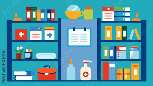 A wall of shelves showcasing health education materials and resources available for free to the community.