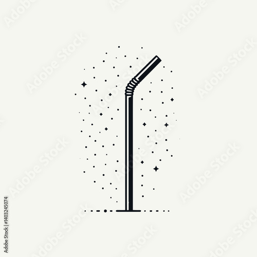 very simple flat and single minimalist Metal Straw Silhouettes in black on a white background 