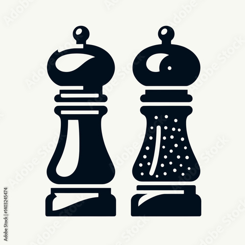 very simple flat and single minimalist Pepper Mill Silhouettes in black on a white background 