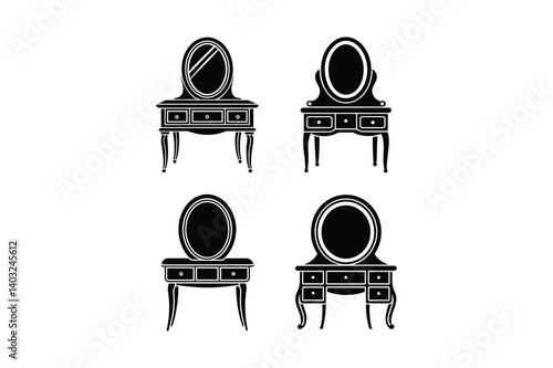 vanity table icon silhouette vector illustration design