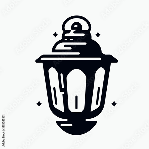 very simple flat and single minimalist Lantern Glass Silhouettes in black on a white background 