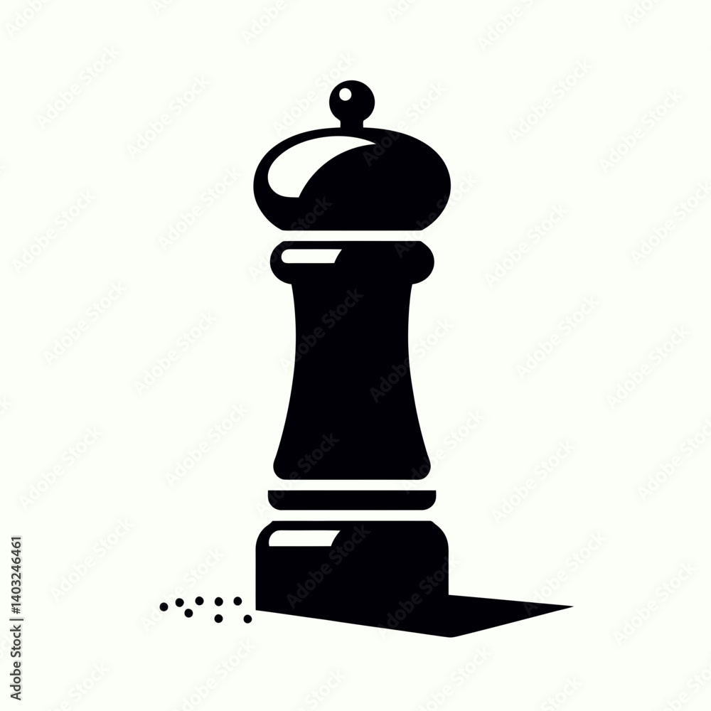 very simple flat and single minimalist Pepper Grinder Silhouettes in black on a white background very simple flat and single minimalist Pepper Grinder Silhouettes in black on a white background