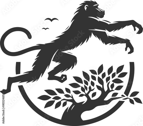 Vector animal baboon silhouette