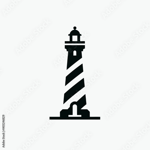 very simple flat and single minimalist Lighthouse Beam Silhouettes in black on a white background