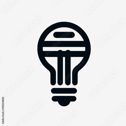 very simple flat and single minimalist Light Bulb Socket Silhouettes in black on a white background