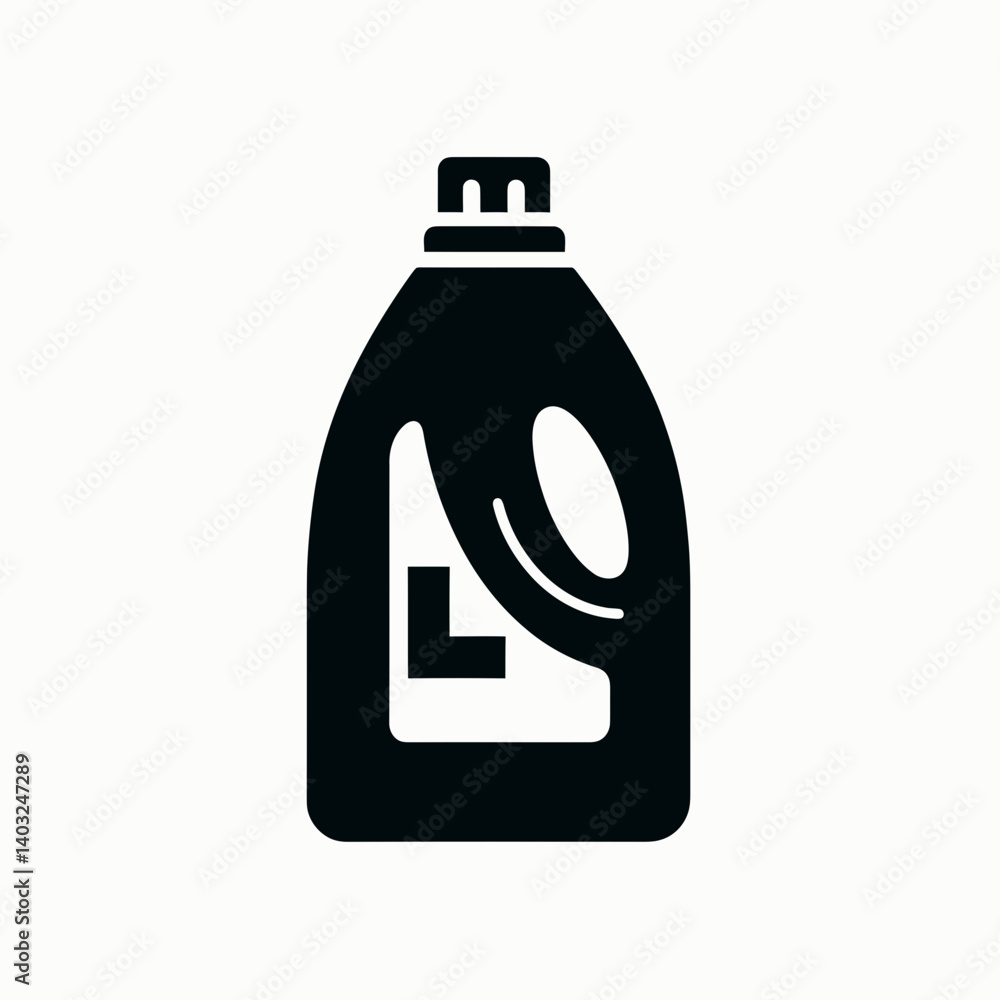 Obraz premium very simple flat and single minimalist Laundry Detergent Bottle Silhouettes in black on a white background