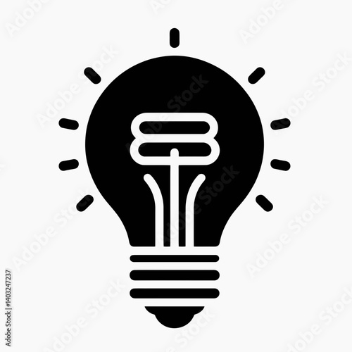 very simple flat and single minimalist Light Bulb Socket Silhouettes in black on a white background 