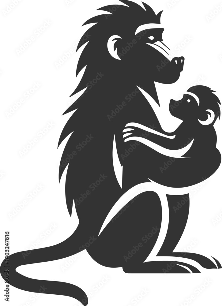 Obraz premium Vector animal baboon silhouette