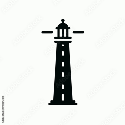 very simple flat and single minimalist Lighthouse Beam Silhouettes in black on a white background 