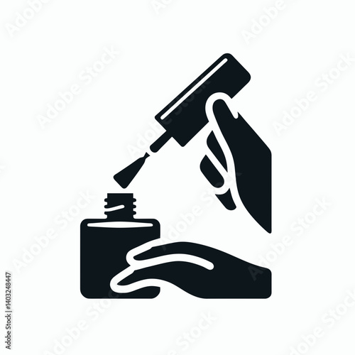very simple flat and single minimalist Nail Polisher Silhouettes in black on a white background 