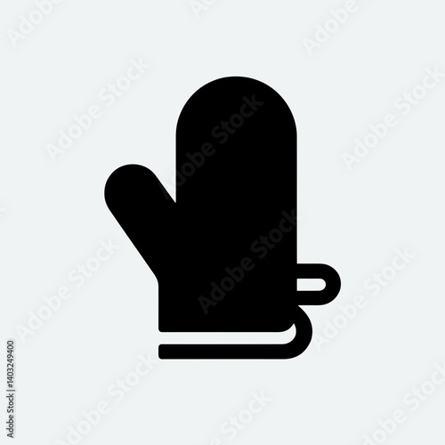 very simple flat and single minimalist Oven Mitt Silhouettes in black on a white background