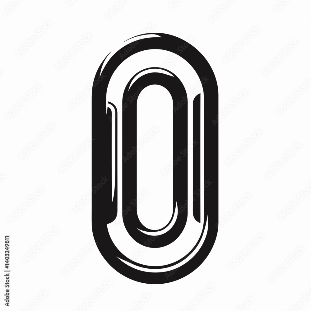 very simple flat and single minimalist Paperclip Curve Silhouettes in black on a white background very simple flat and single minimalist Paperclip Curve Silhouettes in black on a white background
