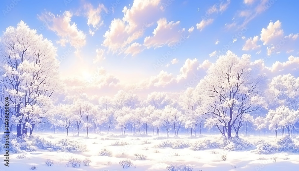 Obraz premium Snowy Forest Sunrise