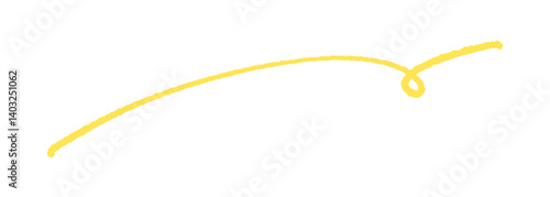 手書きのくるんとカールした横長の黄色い線 - シンプルでおしゃれなアンダーライン･あしらい等の装飾素材