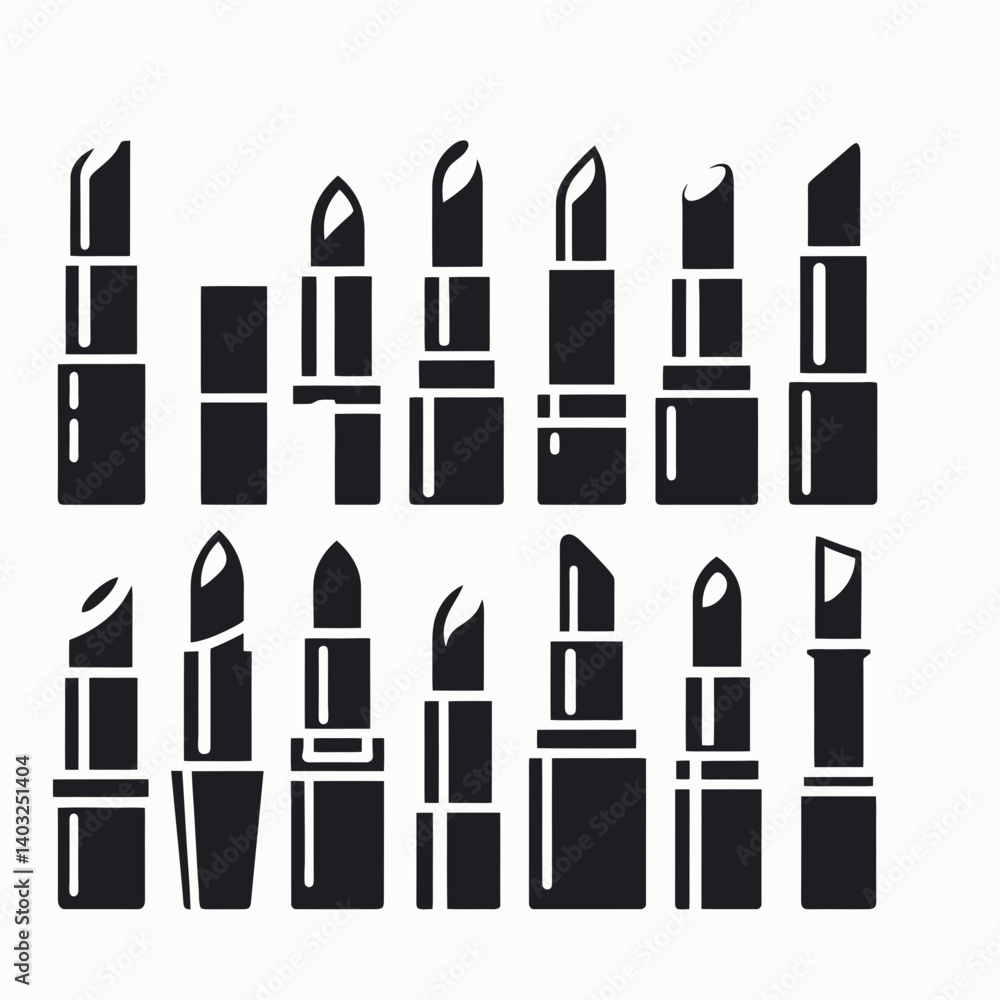 very simple flat and single minimalist Lipstick Tube Silhouettes in black on a white background very simple flat and single minimalist Lipstick Tube Silhouettes in black on a white background