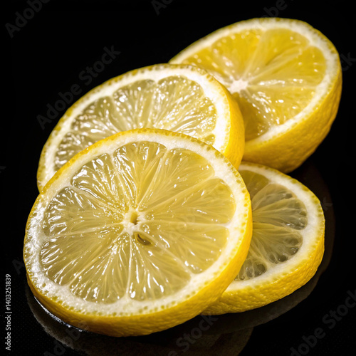 lemon slice on black
