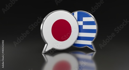 Free Download Diplomacy Through Dialogue: Flags of Japan and Greece Overlapping in Speech Bubbles - GFXLoad