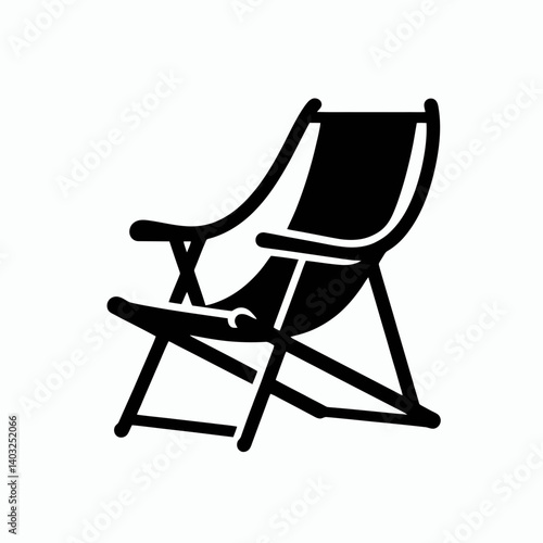 very simple flat and single minimalist Lawn Chair Silhouettes in black on a white background