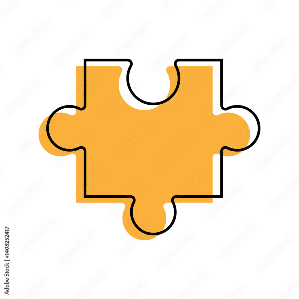 Puzzle Piece Illustration with Cartoon Design. Isolated on White Background.