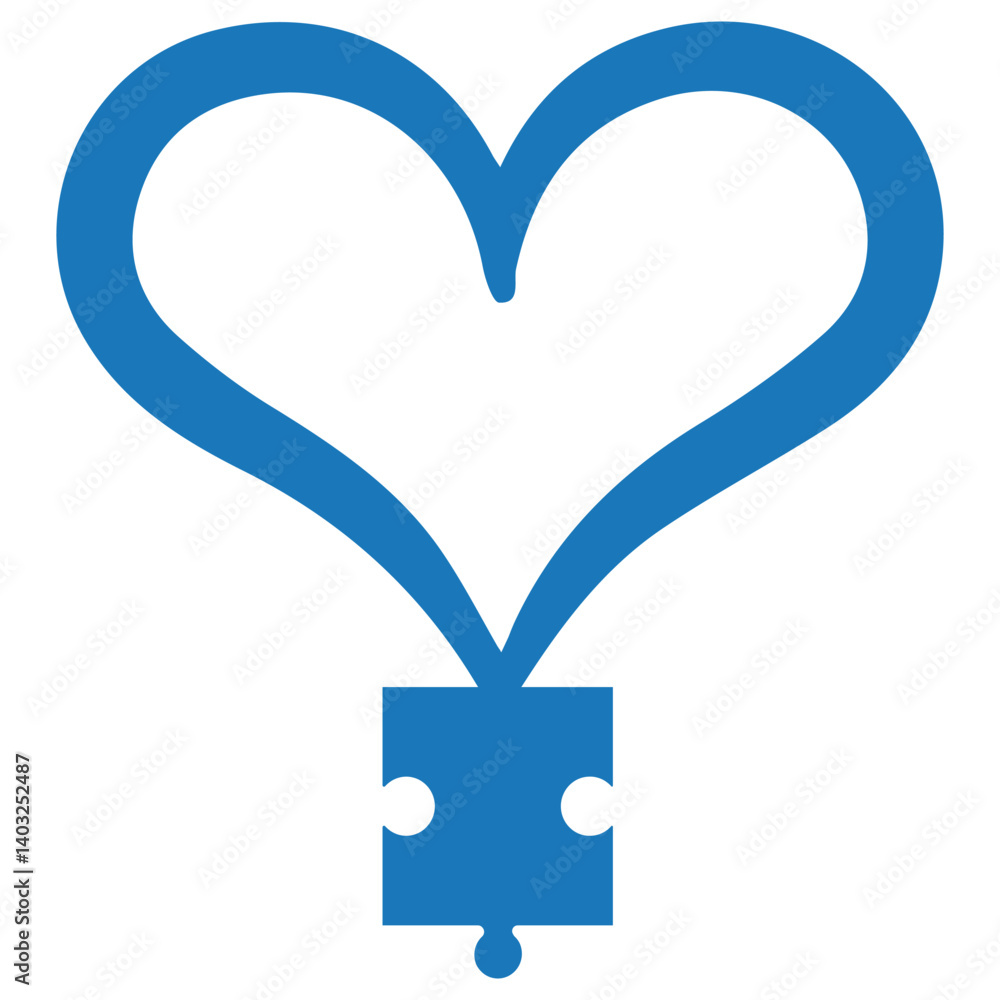 Obraz premium Autism Puzzle Heart, Vibrant Autism Puzzle Piece Vector for Educational and Support Art