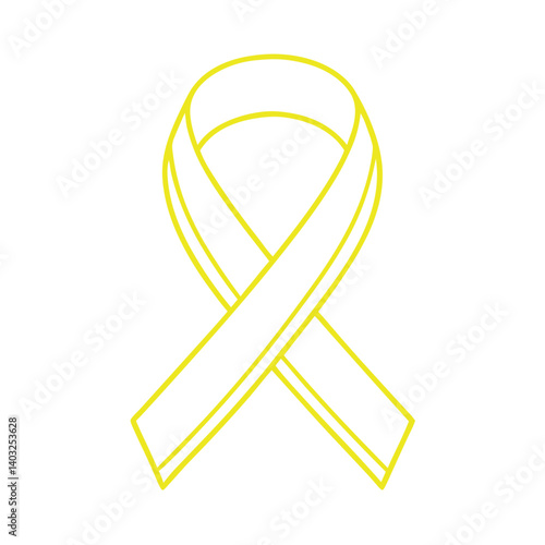 Yellow support ribbon symbol on a minimalistic white background  