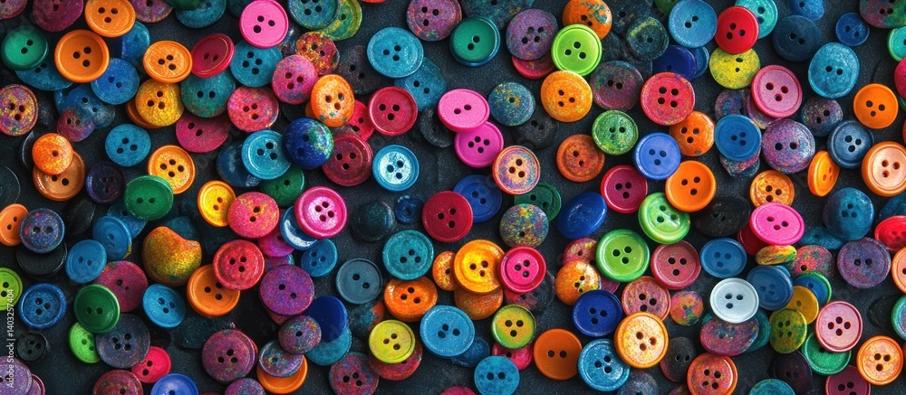 Colorful buttons scattered on dark surface Colorful buttons scattered on dark surface