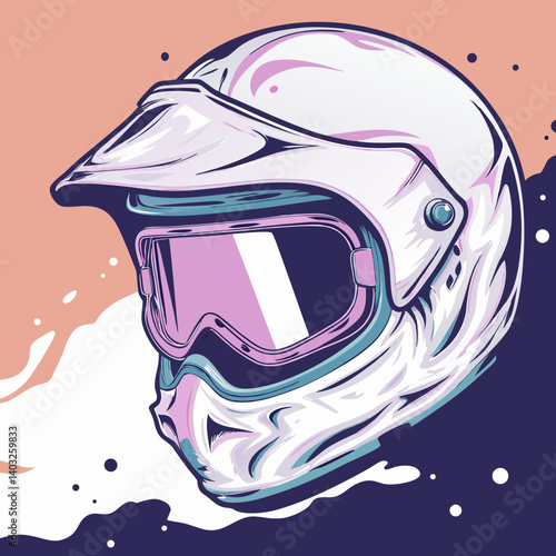 White Motocross Helmet with Goggles