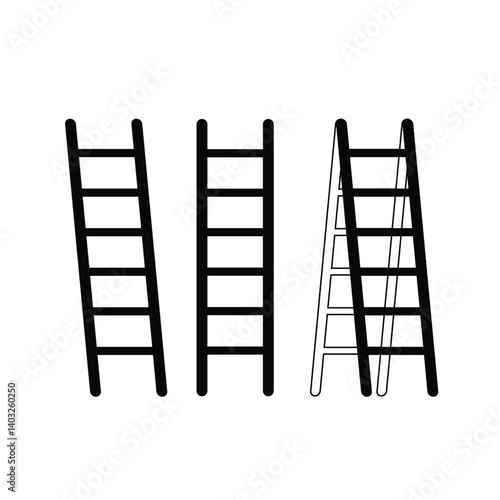 Three simple black and white ladders
