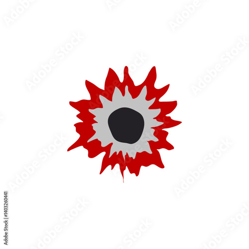Bloody gunshot icon. Bullet hole. Vector illustration 