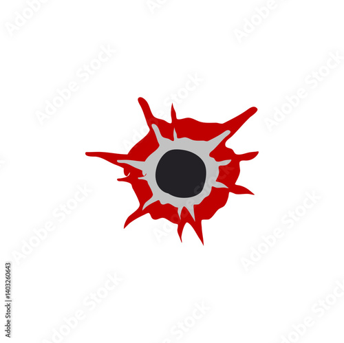 Bloody gunshot icon. Bullet hole. Vector illustration 