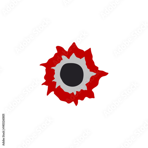 Bloody gunshot icon. Bullet hole. Vector illustration 