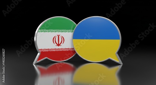 Free Download Dialogue and diplomacy illustration with Iran and Ukraine flags in speech bubbles - GFXLoad